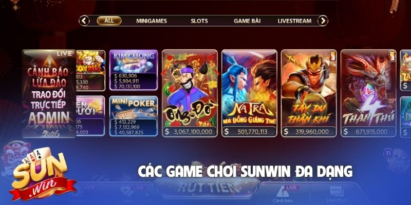 Các game chơi Sunwin đa dạng
