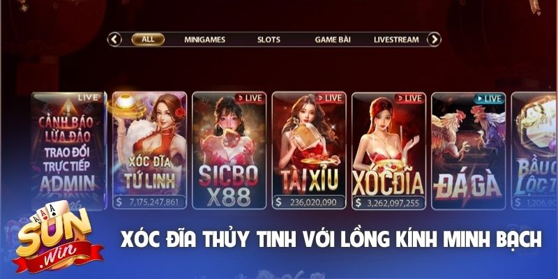 Xóc đĩa Thủy Tinh với lồng kính đảm bảo minh bạch